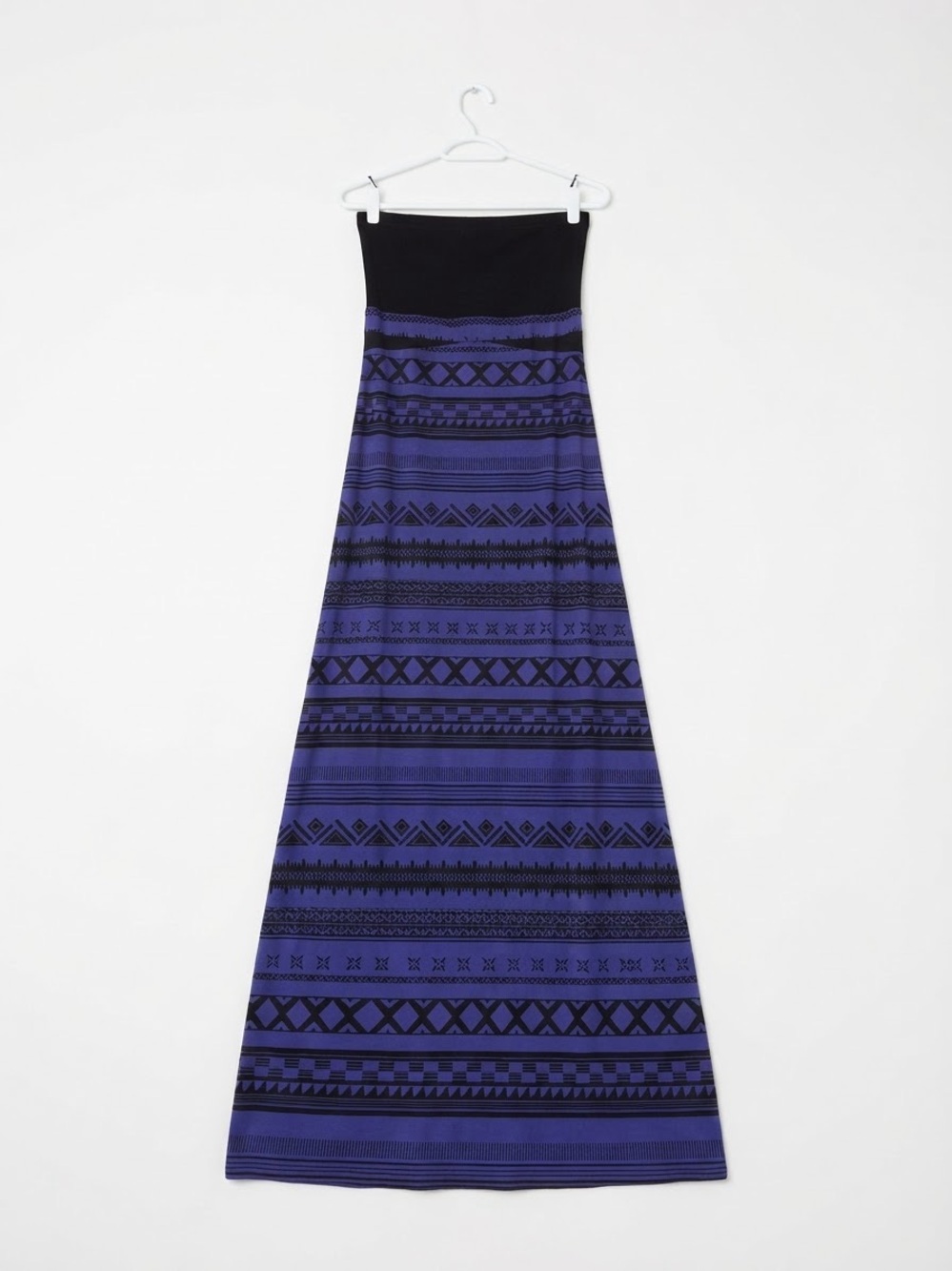 Hurley, Boho, Y2K, Black and Purple Strapless Maxi Dress Size M, 50 inch length